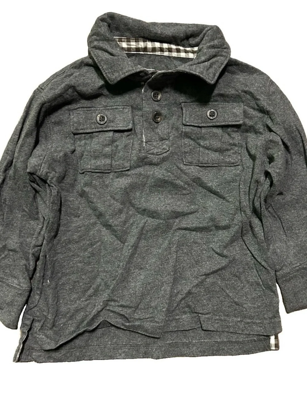 Toddler Boy Tops Button Up Shirts Solid Plaid Size 3T